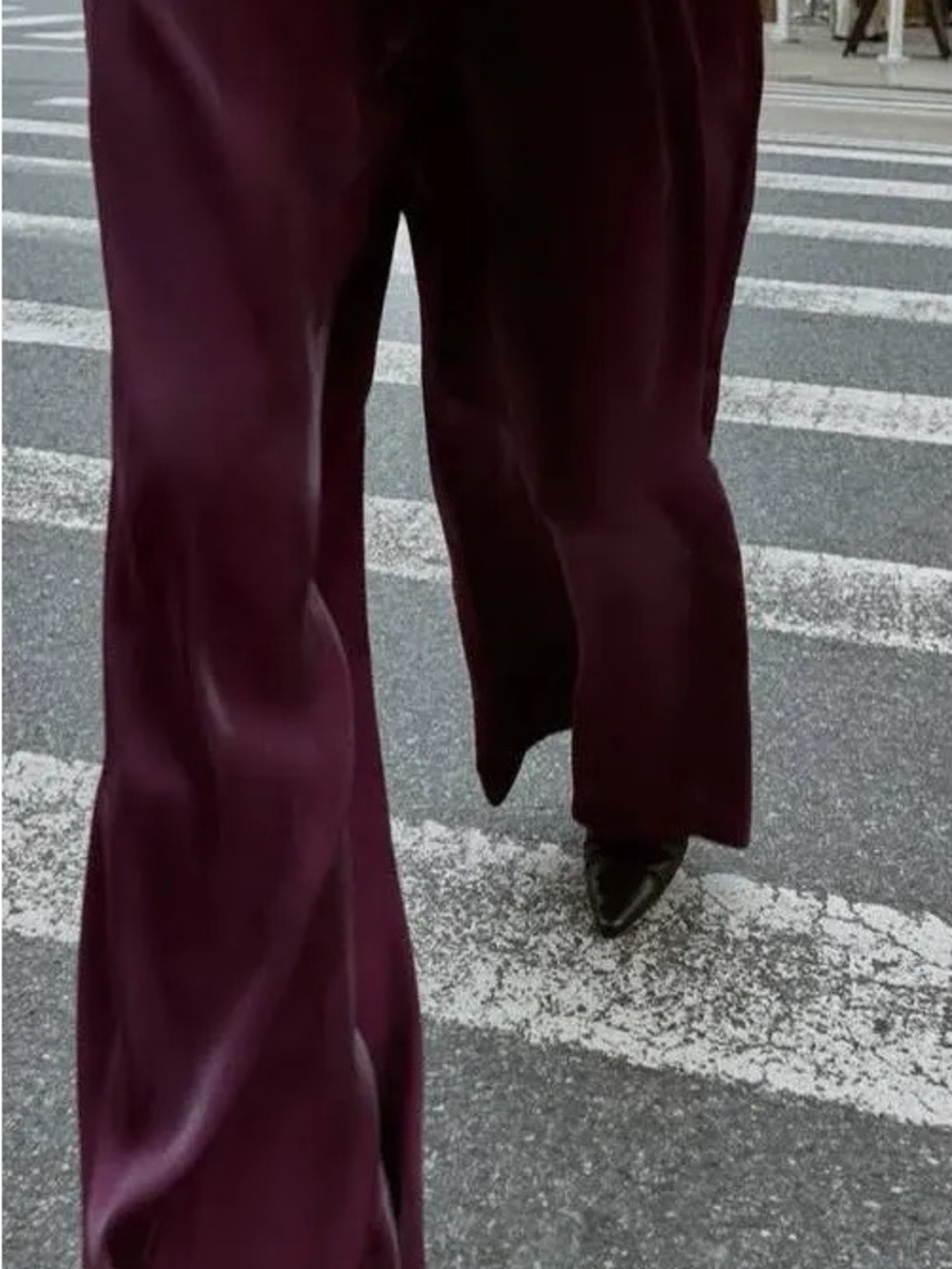 Zara Wide-Leg Satin Pants in Deep Plum